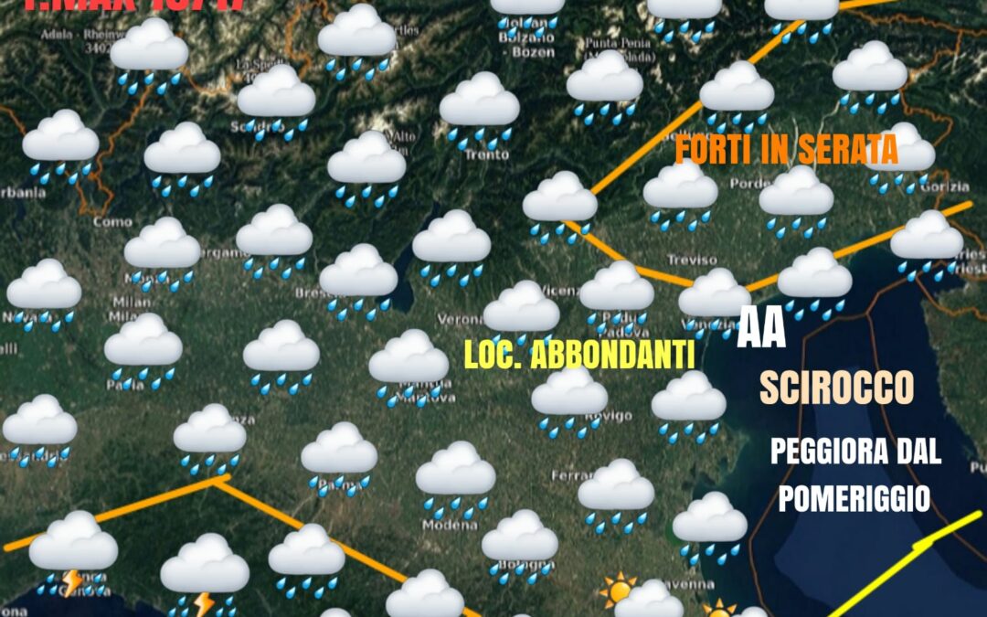 Tempo in peggioramento per l’arrivo di una intensa perturbazione atlantica…