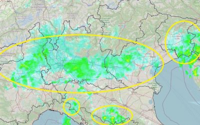 Situazione live di giovedì 25 Novembre con piogge al Nord