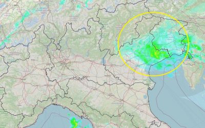 Situazione live di venerdì 26 Novembre con piogge al Nord Est