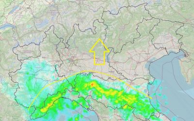 Situazione live di giovedì 25 Novembre con piogge in aumento al Nord