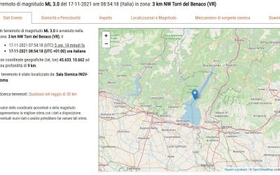 Terremoto in Veneto oggi, mercoledì 17 Novembre alle ore 8.54 di magnitudo 3.0