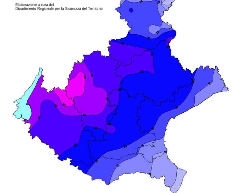PRECIPITAZIONI REGISTRATE IN VENETO OGGI