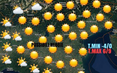 MARTEDÍ ANCORA STABILE. IMMACOLATA CON NEVE IN PIANURA SU (PARTE) DEL NORD.