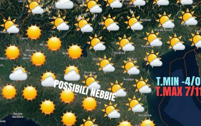 MERCOLEDÍ SOLEGGIATO E STABILE MA ATTENZIONE A QUALCHE NEBBIA MAGGIORMENTE PRESENTE