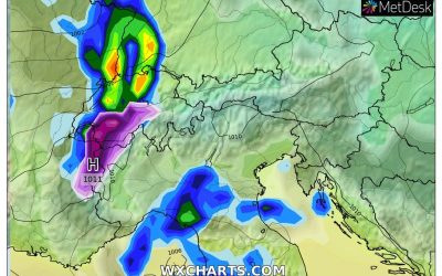 Le piogge previste per oggi, lunedì 27 Dicembre