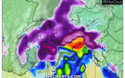 La neve prevista per domani, mercoledì 8 Dicembre