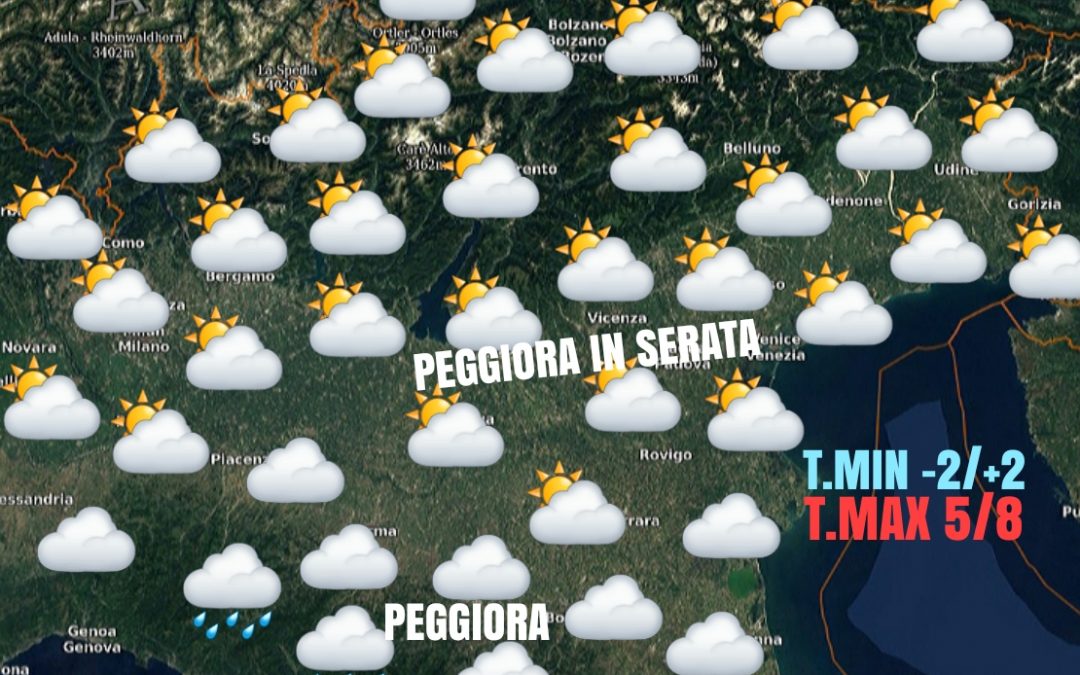 Previsione per oggi, sabato 4 dicembre.