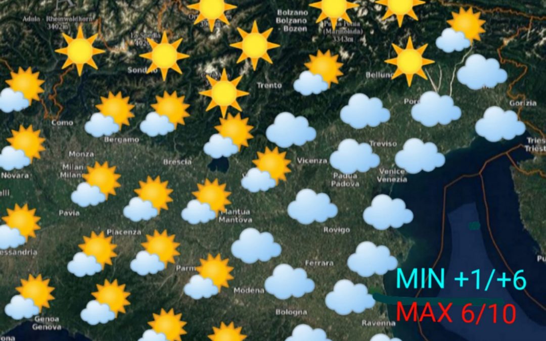 La previsione per oggi, mercoledì 22 dicembre..