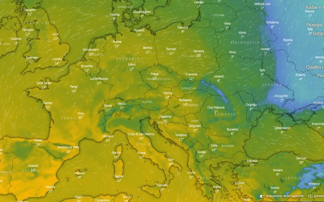 Temperature miti in quasi tutta l’Europa
