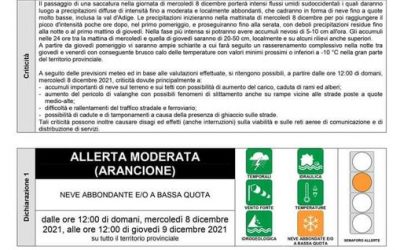 Dalla protezione civile arriva l’allerta in Trentino