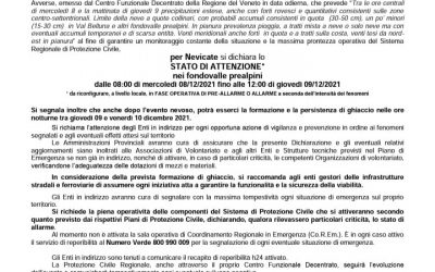 Dalla protezione civile arriva l’allerta in Veneto