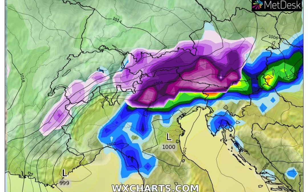 Le piogge previste per domani, mercoledì 5 Gennaio