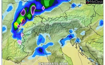 Le piogge previste nella seconda parte della giornata di oggi
