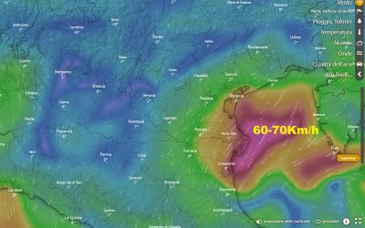 Bora fino a 70km/h in spostamento verso Sud nelle prossime ore