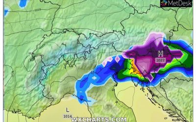 Le piogge previste per oggi, sabato 19 Febbraio