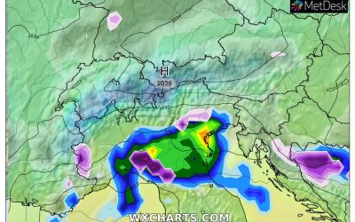Le piogge previste per domani, venerdì 11 Febbraio