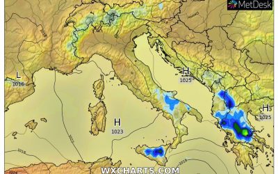 Le piogge previste per oggi, lunedì 28 Marzo
