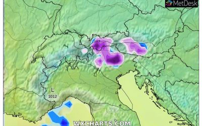 Le piogge previste per oggi, giovedì 3 Marzo