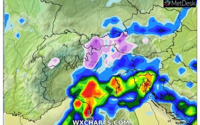 Le piogge previste per oggi, mercoledì 30 Marzo