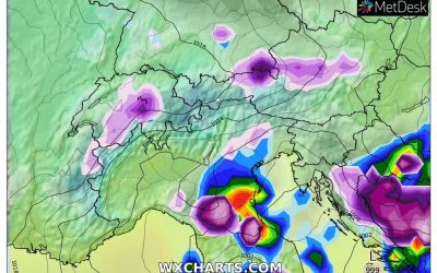 Piogge in arrivo nel prossimo week end