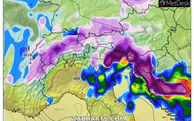 Le piogge previste per oggi, sabato 9 Aprile