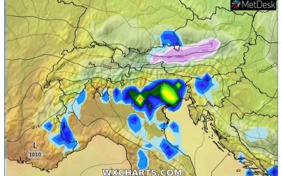 Le piogge previste per oggi, sabato 16 Aprile