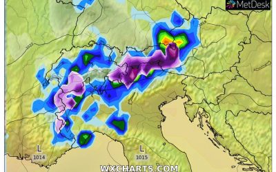 Le piogge previste per oggi, sabato 30 Aprile
