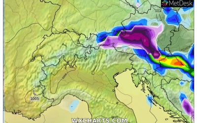 Le piogge previste per oggi, lunedì 19 Aprile
