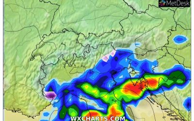 Le piogge previste per oggi, venerdì 22 Aprile