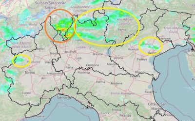 Situazione live con varie piogge e temporali al Nord