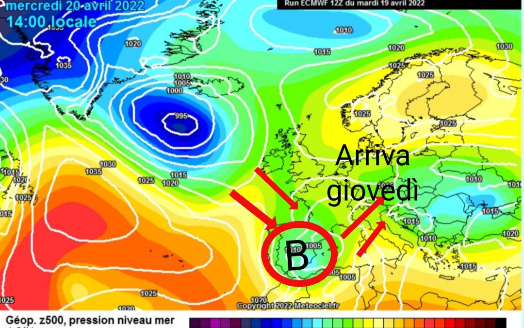 La previsione per mercoledì, 20 aprile