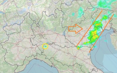 Situazione live con varie piogge al Nord-Est