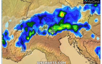 Le piogge previste per oggi, venerdì 13 Maggio