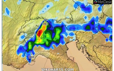 Le piogge ed i temporali previsti per oggi, martedì 24 Maggio
