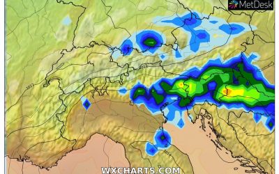 Le piogge ed i temporali previsti per oggi, venerdì 27 Maggio