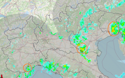 Situazione live con vari temporali al Nord