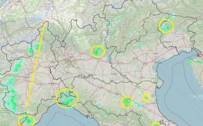 Situazione live con varie piogge al Nord