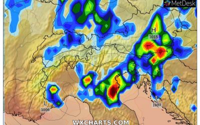 Le piogge previste per oggi, martedì 7 Giugno