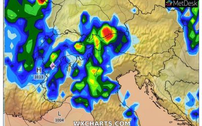 Le piogge previste per oggi, mercoledì 8 Giugno