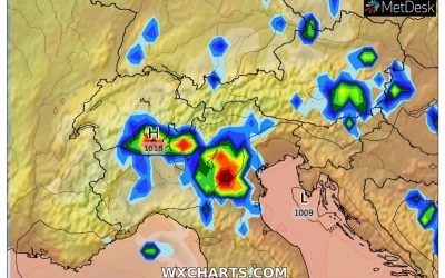 Le piogge ed i temporali previsti per domani, martedì 28 Giugno
