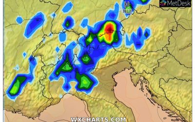 Le piogge previste per oggi, lunedì 6 Giugno