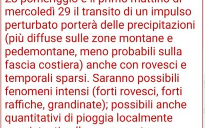 Arriva l’allerta da parte dell’Arpav in Veneto