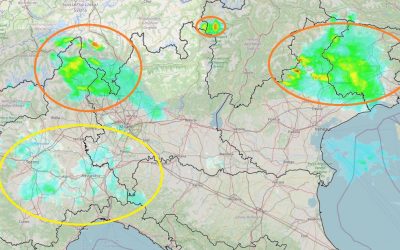 Situazione live con piogge e temporali al Nord-Est