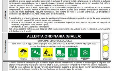 Allerta della protezione civile in Trentino