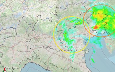Piogge in atto al Nord-Est