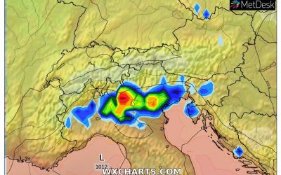 Le piogge ed i temporali previsti per oggi, martedì 5 Luglio