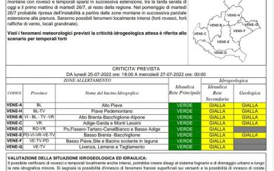 Stato di attenzione per la Regione Veneto