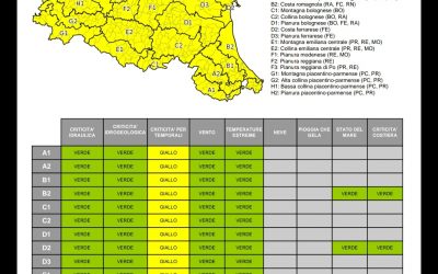 EMILIA ROMAGNA: ALLERTA GIALLA per TEMPORALI.