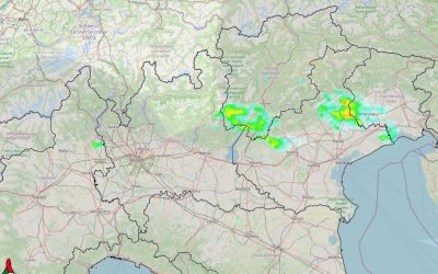 Situazione live con alcune piogge e temporali al Nord-Est