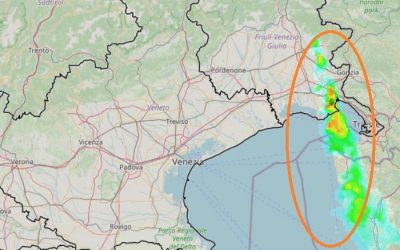 Situazione live con un temporale all’estremo Nord-Est